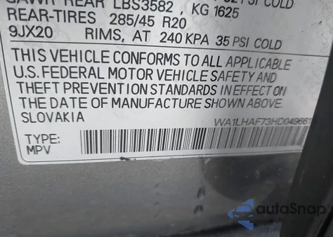 2017 Audi Q7 2.0T Premium from USA, damaged, VIN WA1LHAF73HD049661